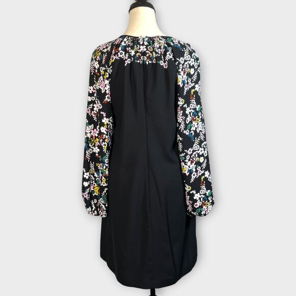 BODEN Keira Shift Dress 8 US Statement Floral Print Black Blouson Sleeves NEW - Picture 5 of 14